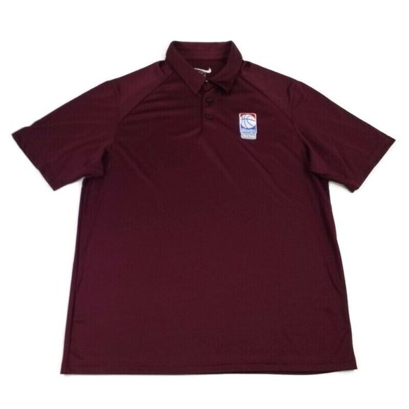 Nike Team iHoops First Logo Burgandy Short Sleeve Fit Dry Polo Shirt Mens Large - Picture 9 of 12